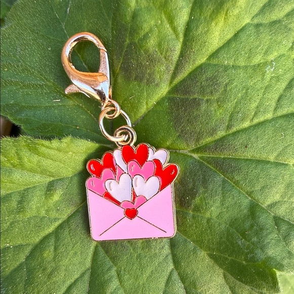 Jewelry - Pink and Red Heart Envelope Charm